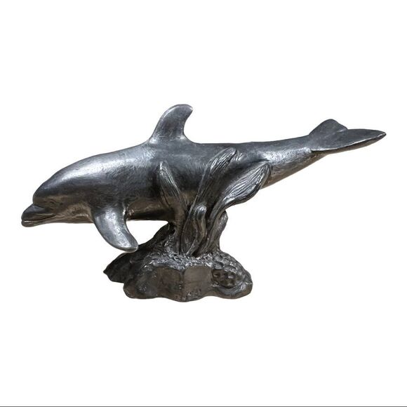 MICHAEL A. RICKER Swimming Dolphins #3 Signed Pewter Figure Ocean | Certified - Picture 2 of 8